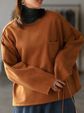 Women Round Neck Loose Casual Pullover Sweatshirt